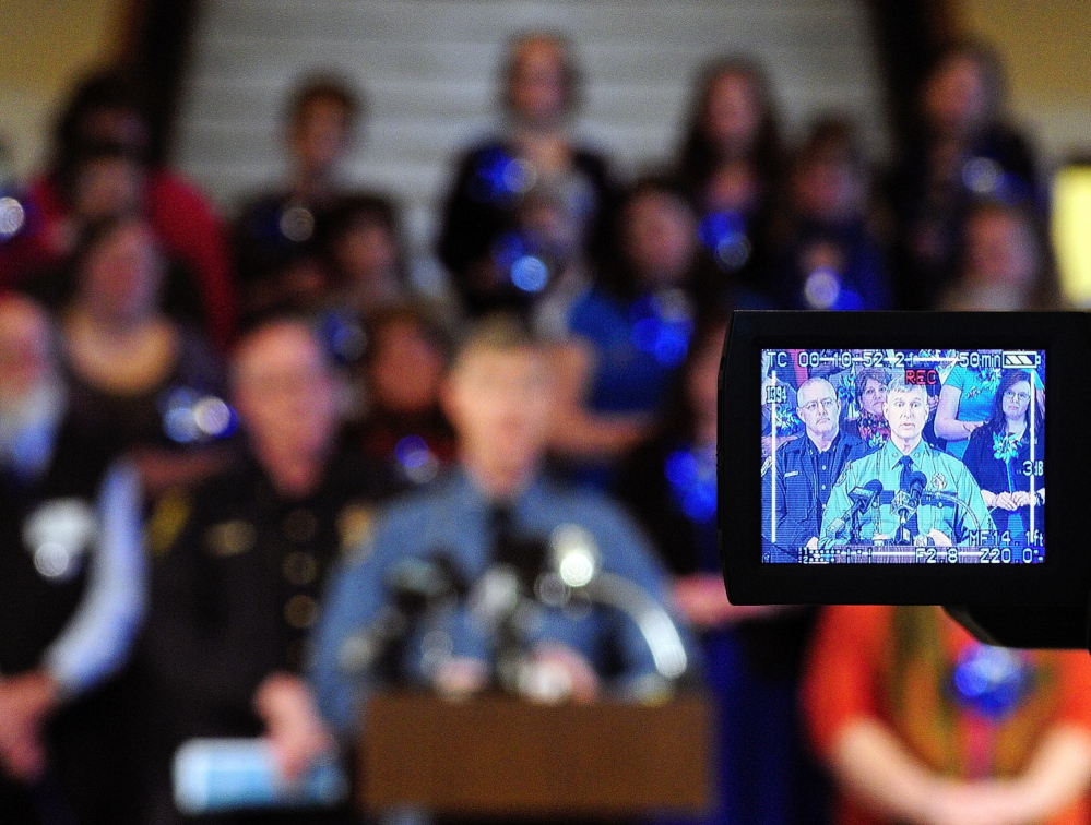 LEAVE THOSE KIDS ALONE: Col. Robert Williams speaks during a news conference held Tuesday in the State House Hall of Flags to kick off Child Abuse Prevention Month.