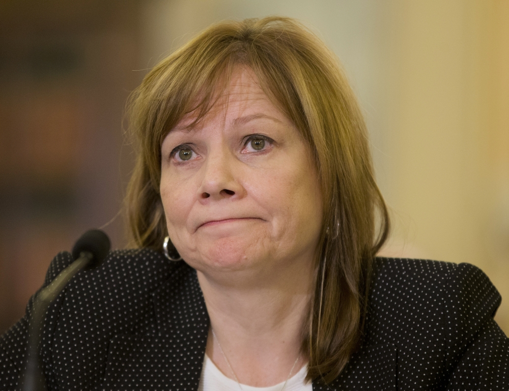 General Motors CEO Mary Barra listens as she testifies on Capitol Hill in Washington on Wednesday before the Senate Commerce, Science and Transportation Subcommittee.