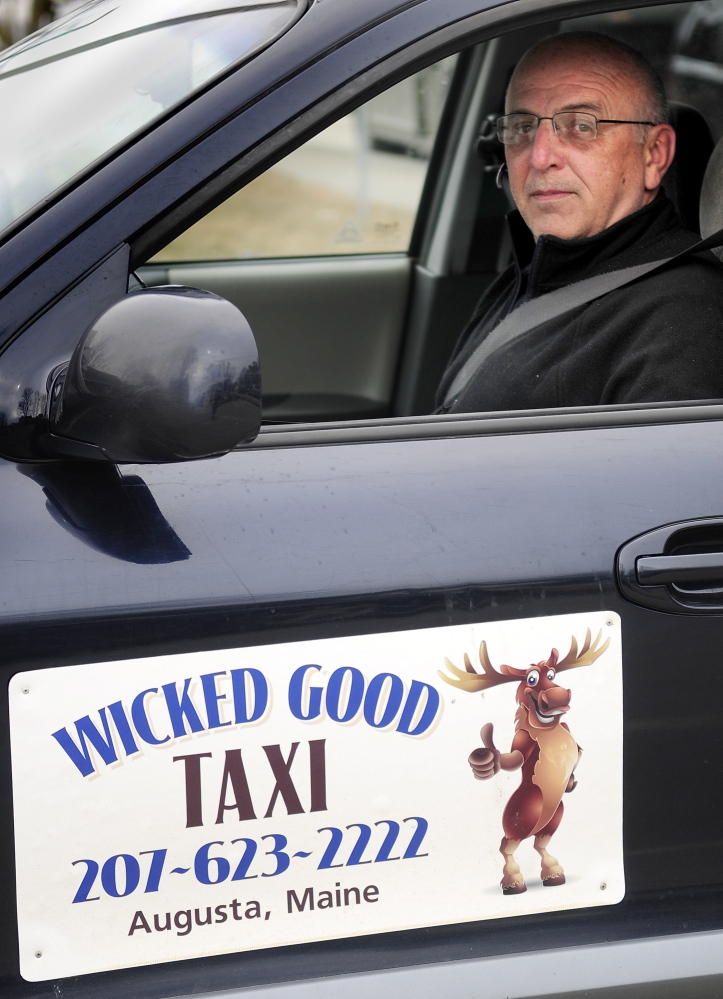 Apprehensive: Paul Marquis, who drives a cab for his business, Wicked Good Taxi, said he’s never been robbed, but sometimes he does worry about what will happen if someone can’t pay for a ride.