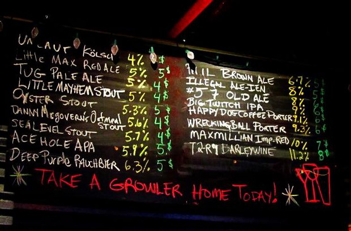 This was the chalk board at Three Tides in Belfast, Maine before an inspector told them they had to erase the alcohol content of each beer, per a 1937 law. On Tuesday, state legislators changed that law.