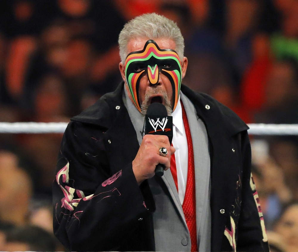 Death of a legend: James Hellwig, better known as The Ultimate Warrior, addresses the audience during WWE Monday Night Raw at the Smoothie King Center in New Orleans. The WWE said Hellwig, one of pro wrestling’s biggest stars in the late 1980s, died Tuesday. He was 54.