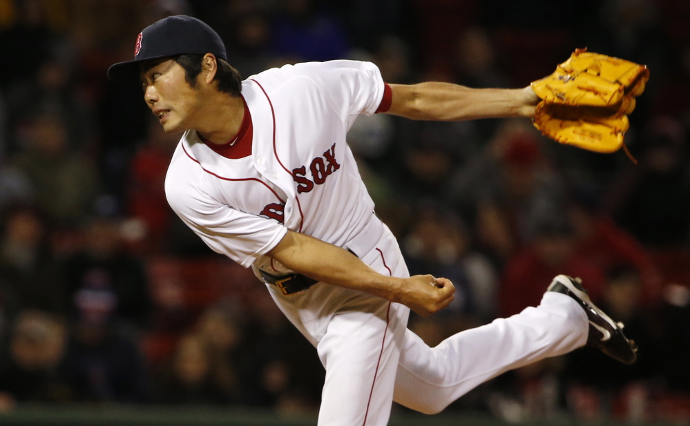 Red Sox reliever Koji Uehara is still out with stiffness in his right shoulder.