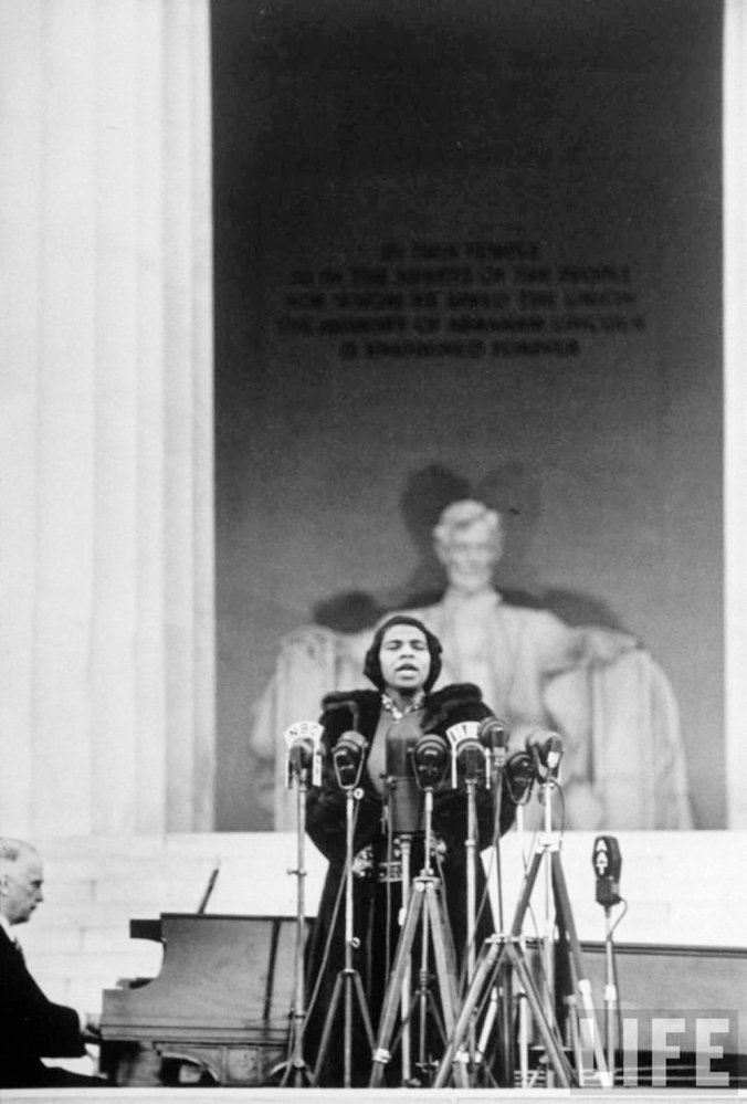 Life magaine photo Marian Anderson concert at the Lincoln Memorial in 1939, which was 73 years ago today, came about because she was denied the right to sing at Constitution Hall.