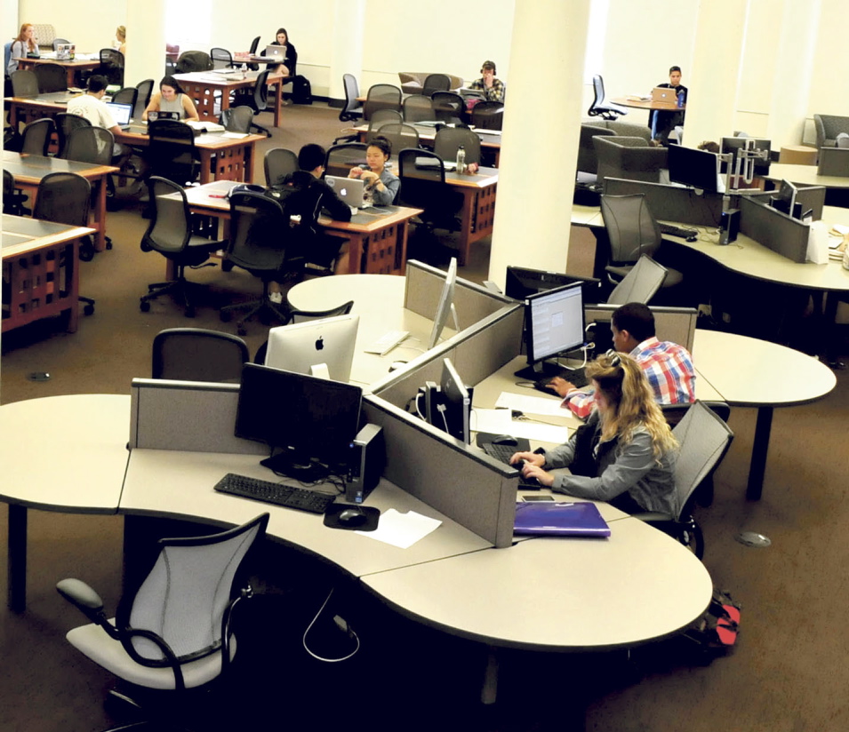 QUIET: Colby College students inside Miller Library in Waterville on Monday, April 14, 2014.