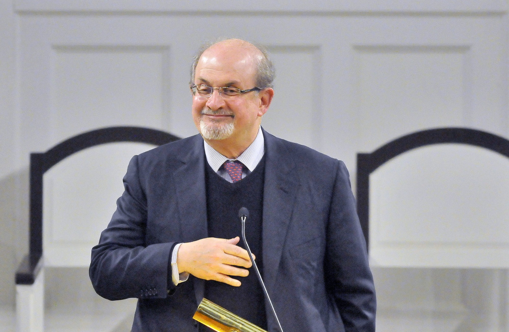 Best selling author and essayist Salman Rushdie spoke to 650 people at the Lorimer Chapel at Colby College in Waterville on Thursday.