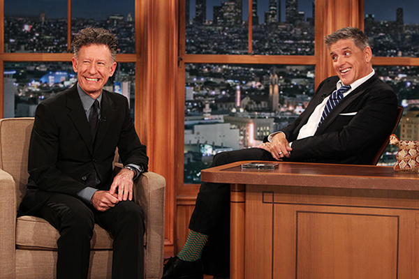 Lyle Lovett, left, joins Craig Ferguson on "The Late Late Show" on April 23.