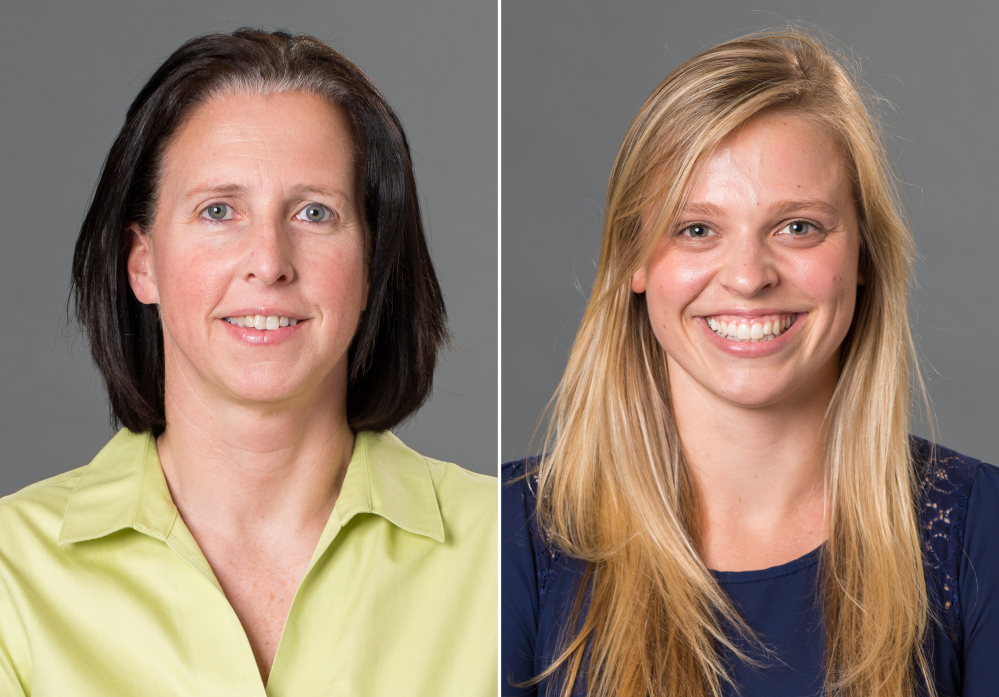Associate head coach Ginny Doyle of the University of Richmond, left, and director of basketball operations Natalie Lewis were two of the three people aboard a hot air balloon that drifted into a power line, burst into flames and crashed on Friday.