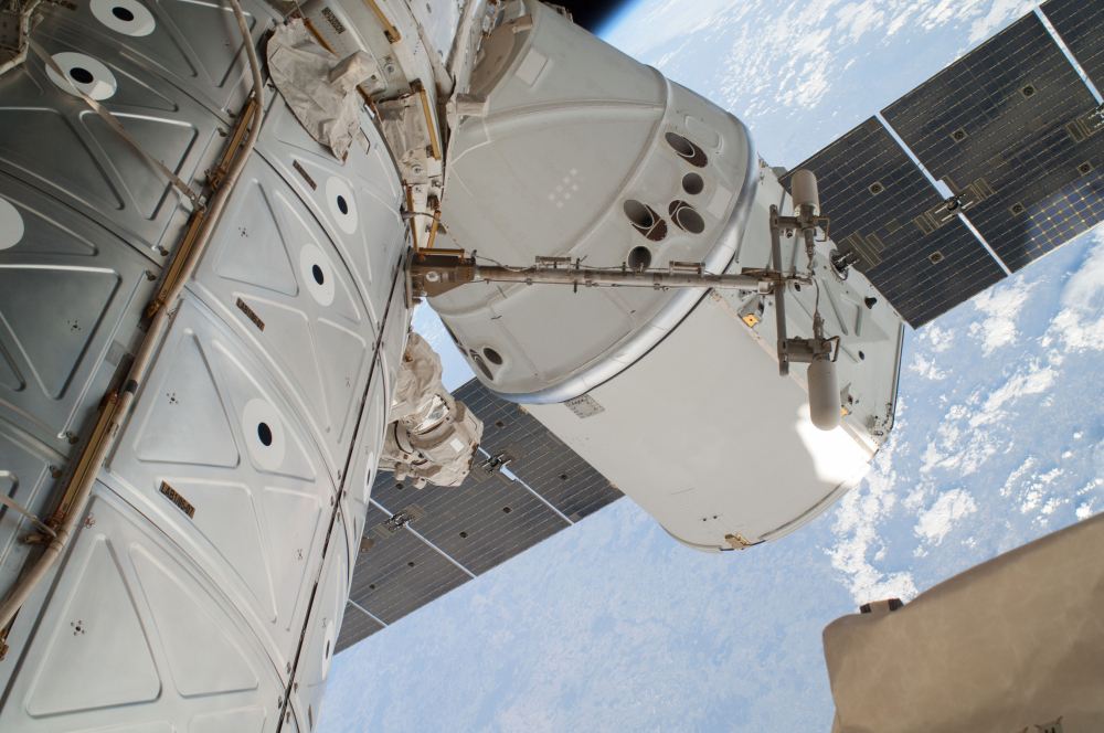 The Associated Press This April 22, 2014 file photo provided by NASA shows a photo of the SpaceX Dragon spacecraft docked to the International Space Station and was photographed by one of two spacewalking astronauts.