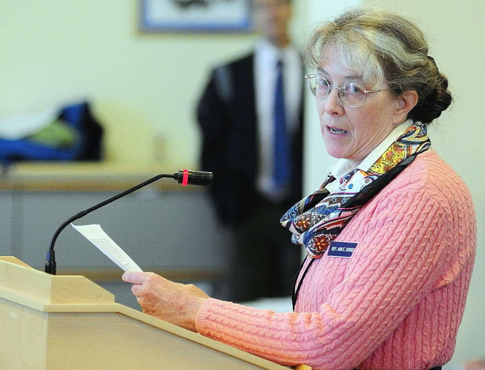 HARM REDUCTION HERO: Rep. Ann Dorney, D-Norridgewock, who is as a physician, talks about the uses of Narcan while testifying in favor of a bill allowing responders to carry it in February..