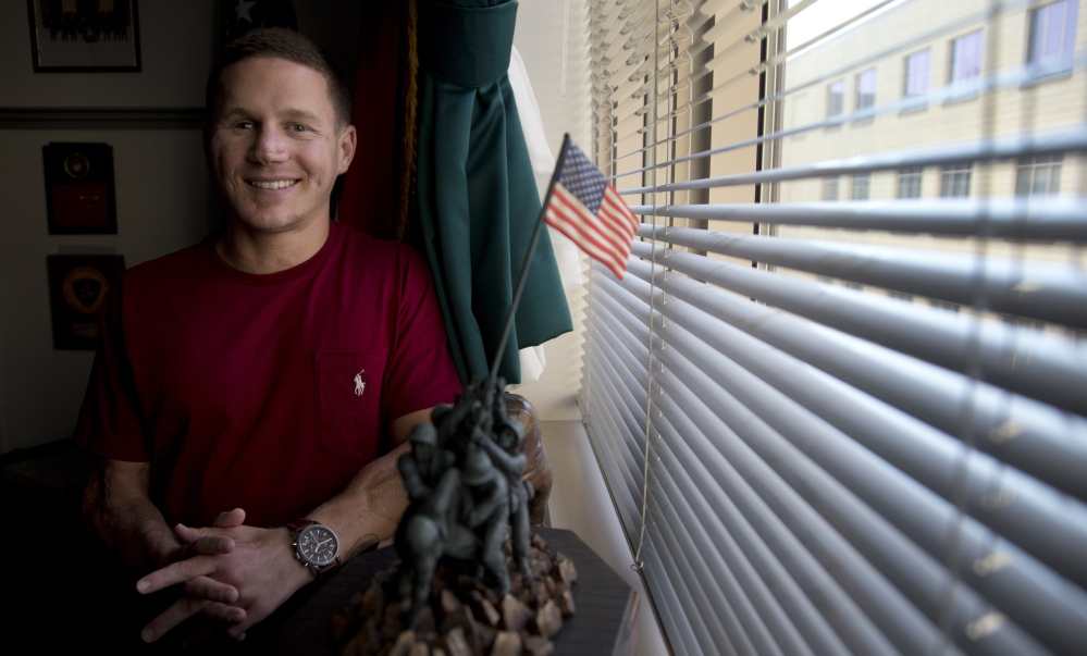 Marine Cpl. Kyle Carpenter speaks to media at the Pentagon on May 13. He will receive the Medal of Honor on June 19. He is the 15th recipient of the medal for service in Iraq and Afghanistan, the eighth who is still alive.