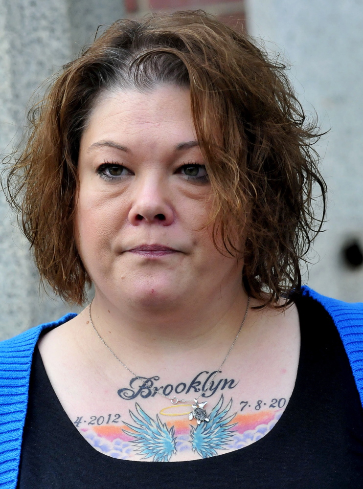 Anger: Nicole Greenaway displays a tattoo in memory of her daughter, Brooklyn, showing the birth and death dates of the 3-month-old.