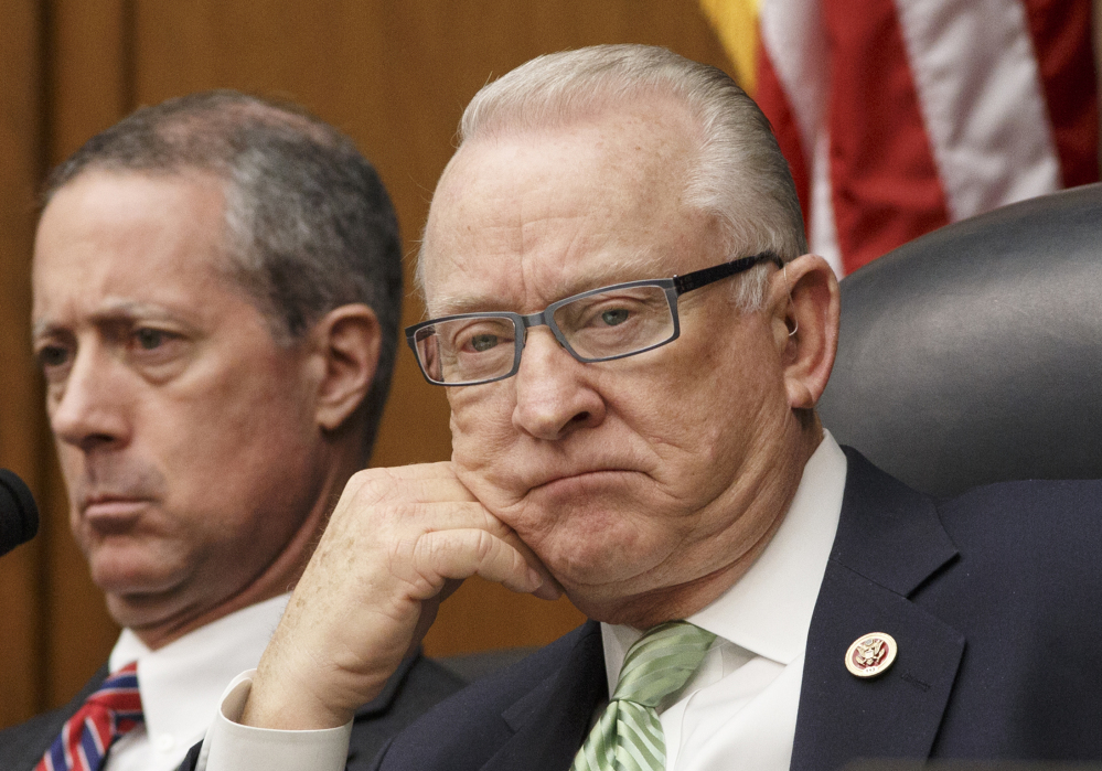 House Armed Services Chairman Rep. Howard P. McKeon, R-Calif., joined at left by Rep. Mac Thornberry, R-Texas, listens to testimony on Capitol Hill.