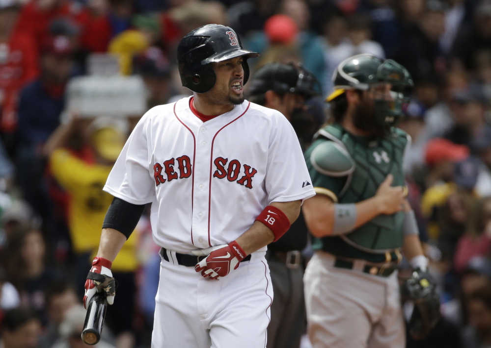 Boston’s Shane Victorino is back on the disabled list with a strained right hamstring. Victorino started the year on the DL with the same injury and returned April 24.