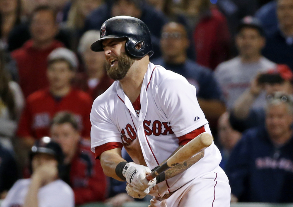 Mike Napoli of the Red Sox was placed on the 15-day disabled list with a finger injury on Sunday.