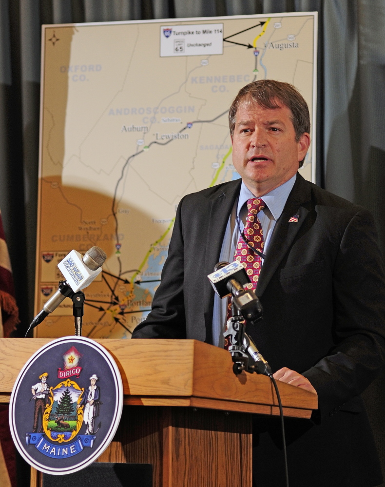 HIGHWAY: Department of Transportation Commissioner David Bernhardt talks about raising some highway speed limits during news conference on Tuesday May 27, 2014 in Augusta.