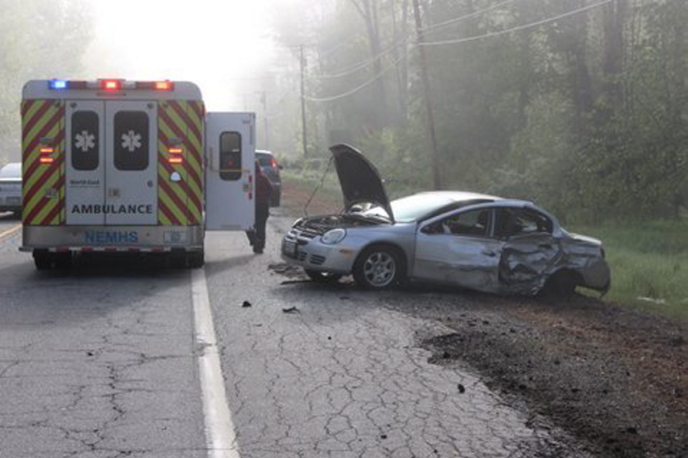 CRASH: The scene of a car accident Thursday morning on U.S. Route 201 in Richmond.