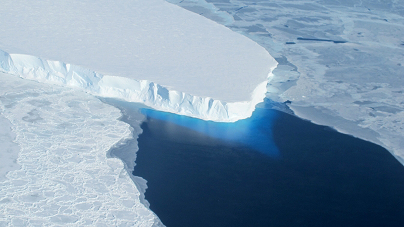 This undated handout photo provided by NASA shows the Thwaites Glacier in West Antarctica.