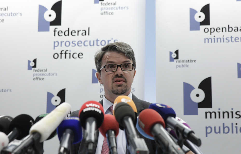 Belgian federal prosecutor Frederic Van Leeuw addresses the media at the Federal Prosecutor’s office in Brussels on Sunday. Prosecutors say that a Frenchman arrested over killings at a Belgian Jewish museum had traveled to Syria and claimed responsibility for the shootings in a video.