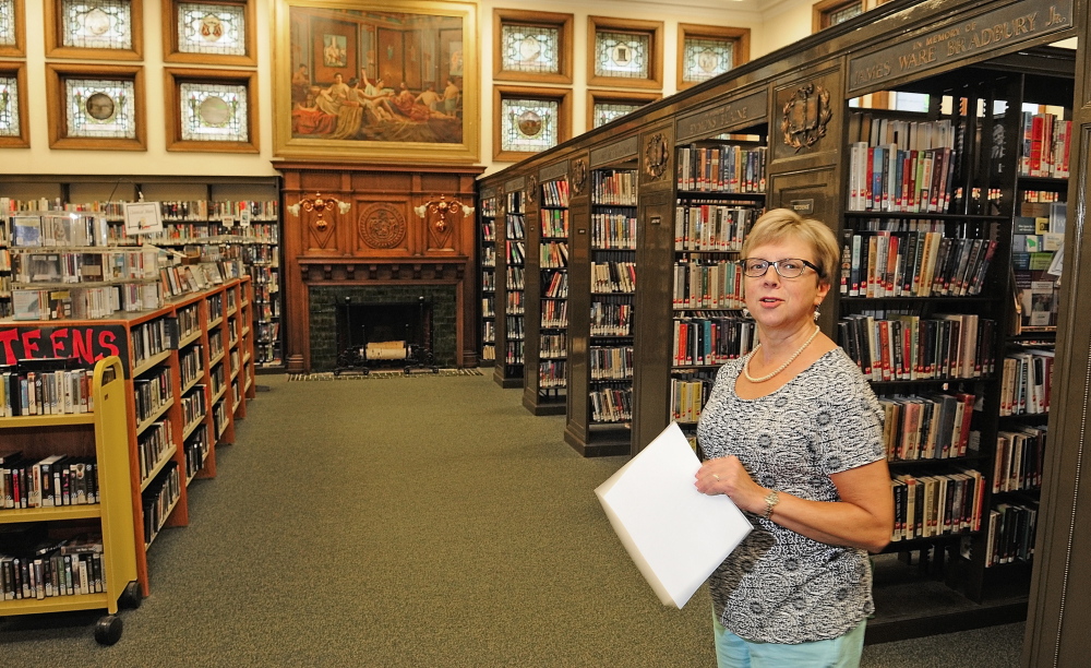 Director: Betsy Pohl, library director, leads a tour of Lithgow Library on Tuesday in Augusta.