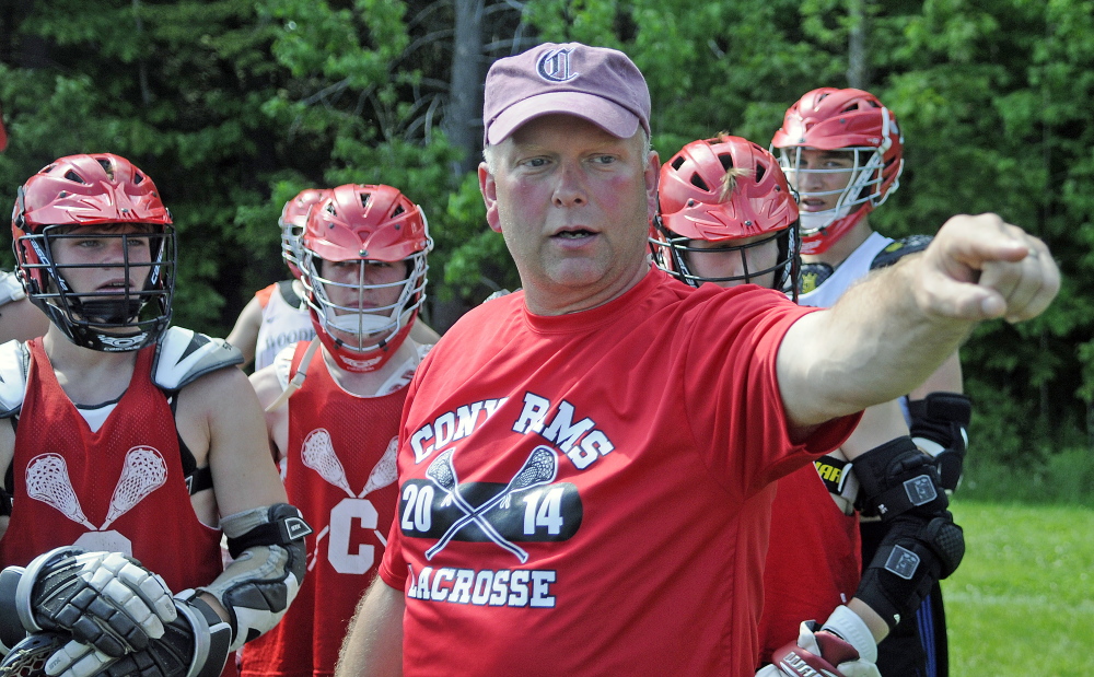 Staff photo by Andy Molloy TURNAROUND: Cony coach Chad Foye says his charges have played smoother and ‘more like a lacrosse team’ this season.