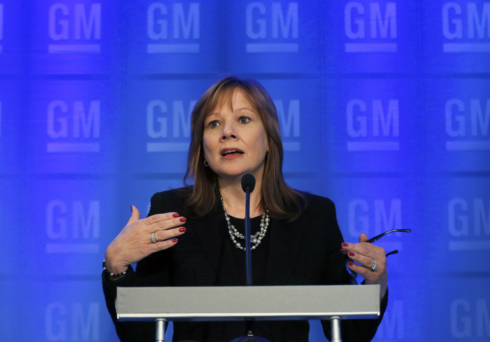 The Associated Press General Motors CEO Mary Barra speaks during a news conference prior to the company’s annual shareholder meeting in Detroit, Tuesday.
