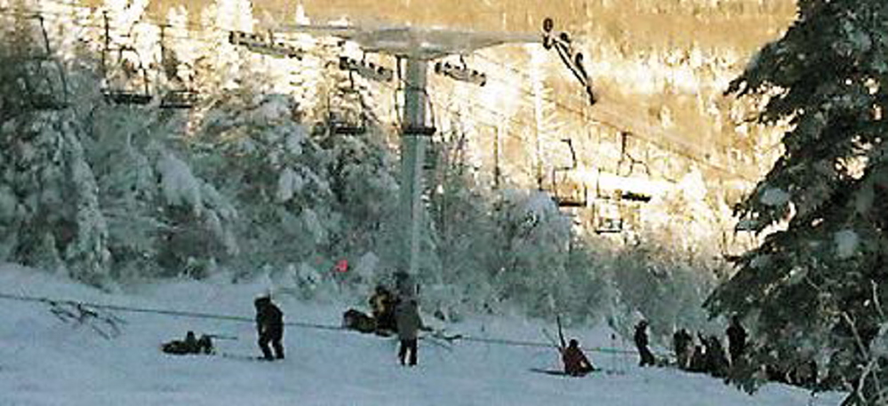File Photo LIFT ACCIDENT: Five chairs derailed and their occupants fell 25 to 30 feet on Dec. 28, 2010. Michael Katz, injured in the accident, along with his two daughters, is suing the Carrabassett Valley resort.