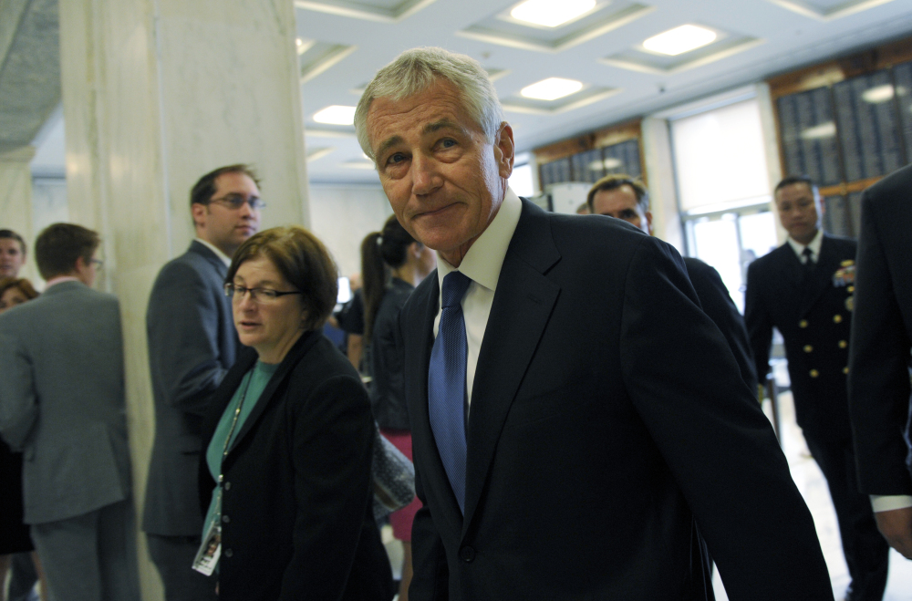 The Associated Press Defense Secretary Chuck Hagel arrives on Capitol Hill in Washington, Wednesday, June 11, 2014, to testify before the House Armed Services Committee.