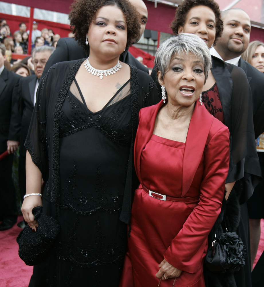 Ruby Dee, right, nominated for an Oscar for best actress in a supporting role for her work in “American Gangster,” arrives for the 80th Academy Awards in Los Angeles in this 2008 photo.