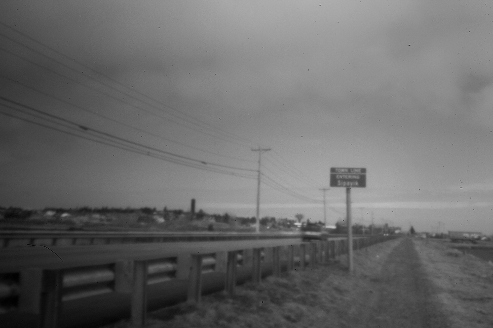 PLEASANT POINT, ME - APRIL 30: The stretch of road entering Pleasant Point Indian Reservation is seen early in the morning in this pinhole image Wednesday, April 30, 2014. (Photo by Gabe Souza/Staff Photographer))