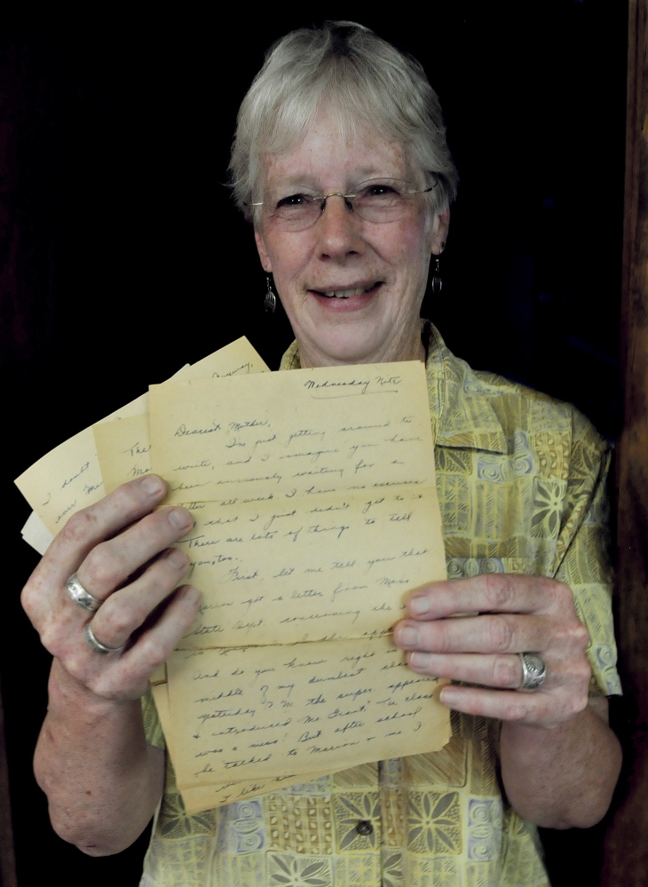 Ann MacMichael of Cornville holds nine pages from a letter she received recently from the Pittsfield post office that was written and mailed in 1931 by her aunt, Miriam McMichael Robinson.