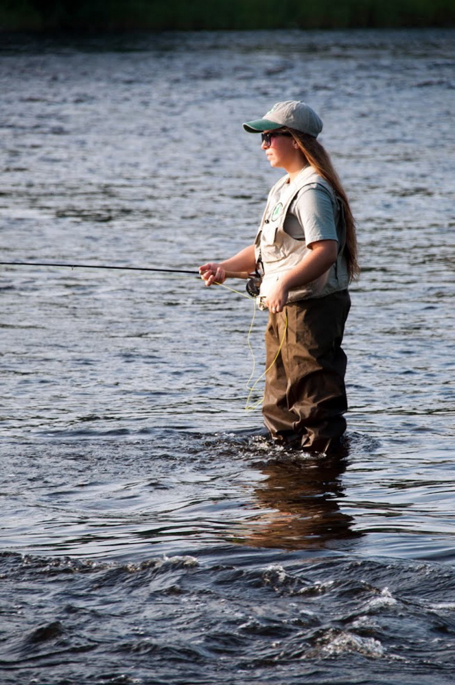 Emily McLean, a softball and field hockey player at Lawrence High School, has grown up around fishing most of her life. But she had the opportunity to learn fly fishing at the Maine Trout Unlimited Trout Camp last week at Evergreens Campground in Solon.
