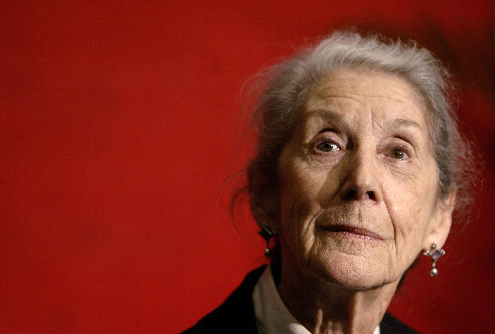 Nobel Prize-winning author Nadine Gordimer listens to a question during a news conference at the Guadalajara International Book Fair in Mexico, in this 2006 photo.