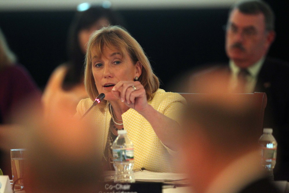 New Hampshire Gov. Maggie Hassan welcomes the New England governors and eastern Canadian premiers at the start of their 38th annual conference Monday in Bretton Woods, N.H. Maine Gov. Paul LePage did not attend.
