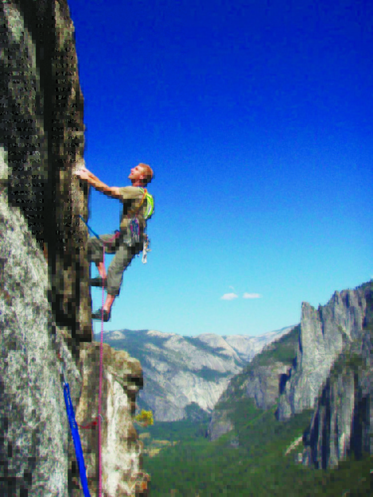 At top, Brian Delaney climbs the East Buttress of El Capitan in Yosemite National Park last year. Above, Delaney and his daughter, Hana, spend time in the mountains of Peru this summer.