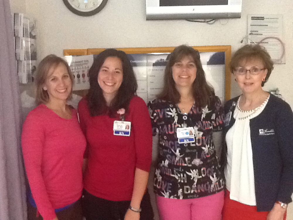 Six Franklin Memorial Hospital nurses recently completed the 69-CNE-hours course Essentials of Critical Care Orientation 2.0 developed by the American Association of Colleges of Nursing. The course provided evidence-based knowledge and practice for bedside nurses working with acutely or critically ill patients. From left are Michelle Dalot, RN, ICU; Fiona Reardon, BSN, RN, ICU; Mary Havtan, RN, ICU; Jan Bell, BSN, RN, director ICU/med-surg; Absent but also completing the course were David Ryan, RN, ICU; Hope Willis, RN, MS3; and Jennifer Nuttall, RN, MS3.