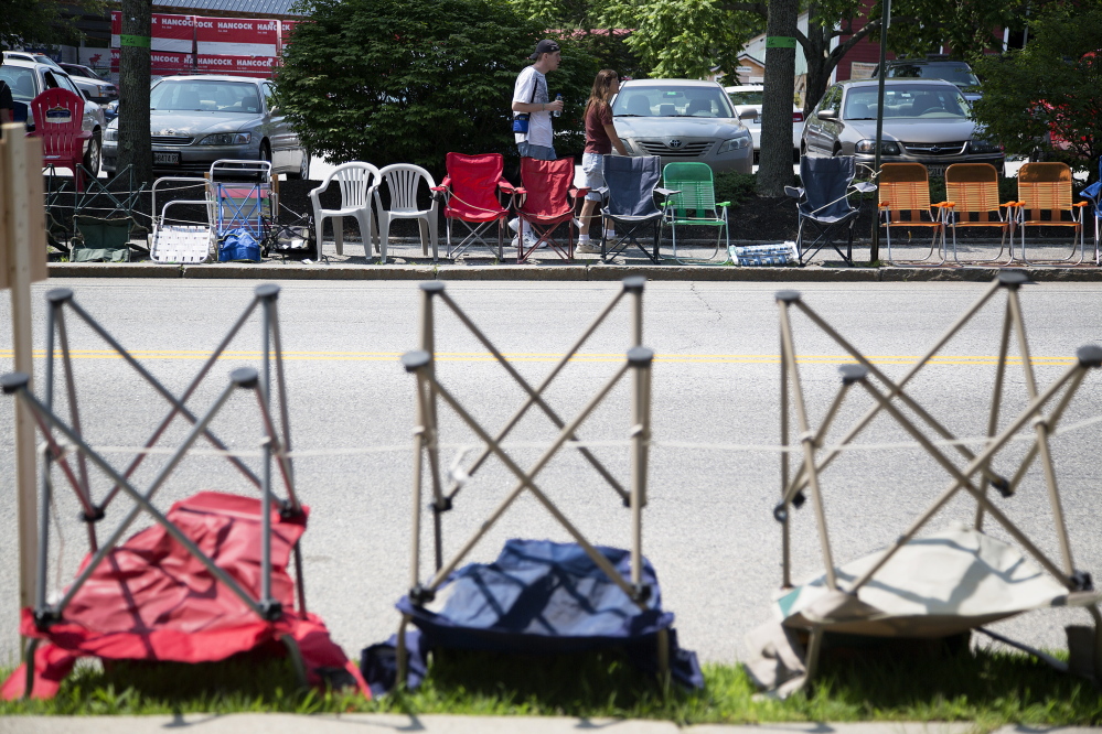 The Yarmouth Clam Festival parade is sceduled for Friday at 6 p.m. Spectators place their chairs early to save a spot along the Main Street route.