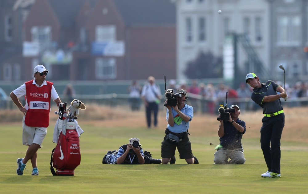 Rory McIlroy shot a 6-under 66 to build a 4-shot lead Friday at the British Open in Hoylake, England.