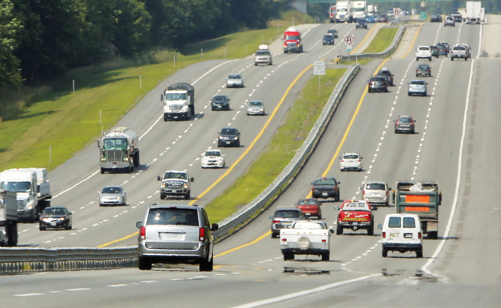 Portland Press Herald photo by Gregory Rec
Vehicles travel on the Maine Turnpike in York on Wednesday. This summer has seen the most increase in traffic on the turnpike since 2007, mostly in the southern part of the state.