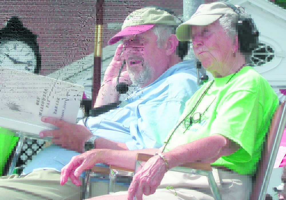 The late Barry Timson, a former Hallowell mayor, and Katy Perry traditionally provided colorful local commentary on the Old Hallowell Day parade each year from the review stand.