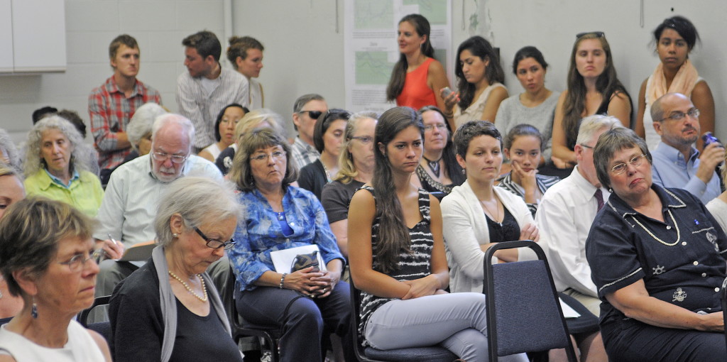 AUGUSTA, ME - JULY 29: People listen to testimony Tuesday July 29, 2014 at hearing at the Department of Environmental Protection in Augusta on a citizen initiated proposal to list priority chemicals. (Photo by Andy Molloy/Staff Photographer)