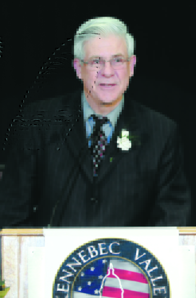 Kennebec Valley Chamber of Commerce president and chief executive officer Peter Thompson received an award for his 20 years of service during the 33rd Kennebec Valley Chamber of Commerce Annual Awards Banquet in January 2010.