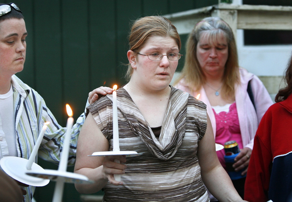 Ethan Henderson’s mother speaks during the vigil for Ethan Henderson in Arundel on May 12, 2012.