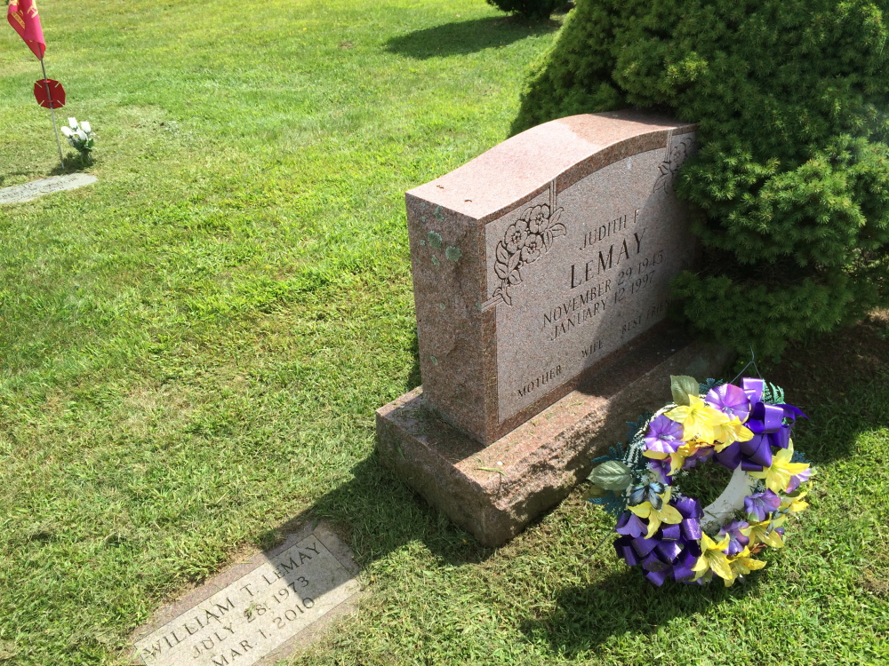 Normal:The headstones of two relatives of Kenneth Field top a plot he bought at Sunset View Cemetery in 1988. Before that purchase, the plot was sold twice to members of the Bishop family, who also have relatives buried in the plot.