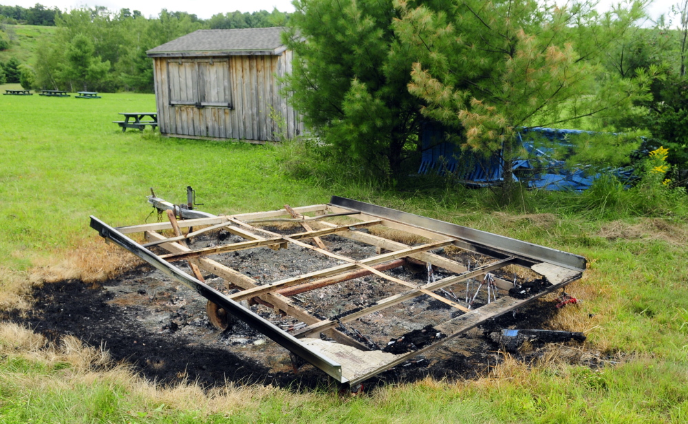 On Friday the state fire marshal was investigating a fire that burned this trailer at the Bond Brook Recreation Area in Augusta sometime Thursday.