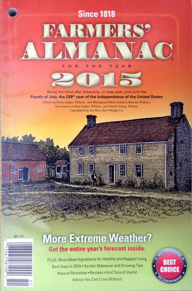 The 2015 edition of the Farmers’ Almanac, which goes on sale this week, is predicting cold and snowy weather this winter.