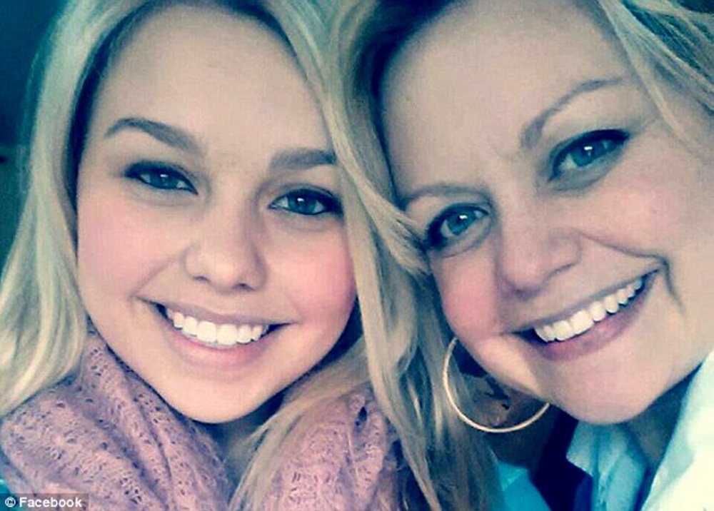 Kelsey Stoneton, left, with her mother, Kim, who runs a beauty shop in downtown Winthrop.