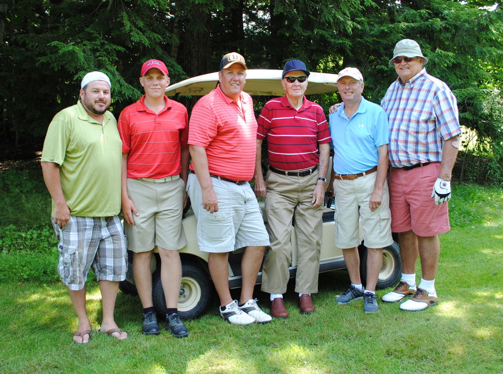 From left are Nate Davis, Eric Dugas, Steve Henigan, Bill Henigan, Dave Cosgrove and Ron Friend were the team with the lowest gross during the SVH Benefit Golf Tournament.