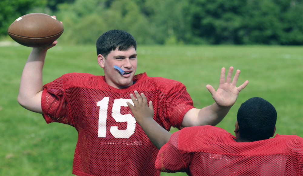 Mitchell Caron takes over at quarterback this season for Cony. The Rams won the Class B state championship last year.