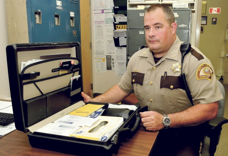 Somerset County Sheriff’s Deputy Joseph Jackson, trained as a drug recognition expert, speaks on Thursday about the technology and tools used buy police to determine whether a subject is under the influence of alcohol or drugs.