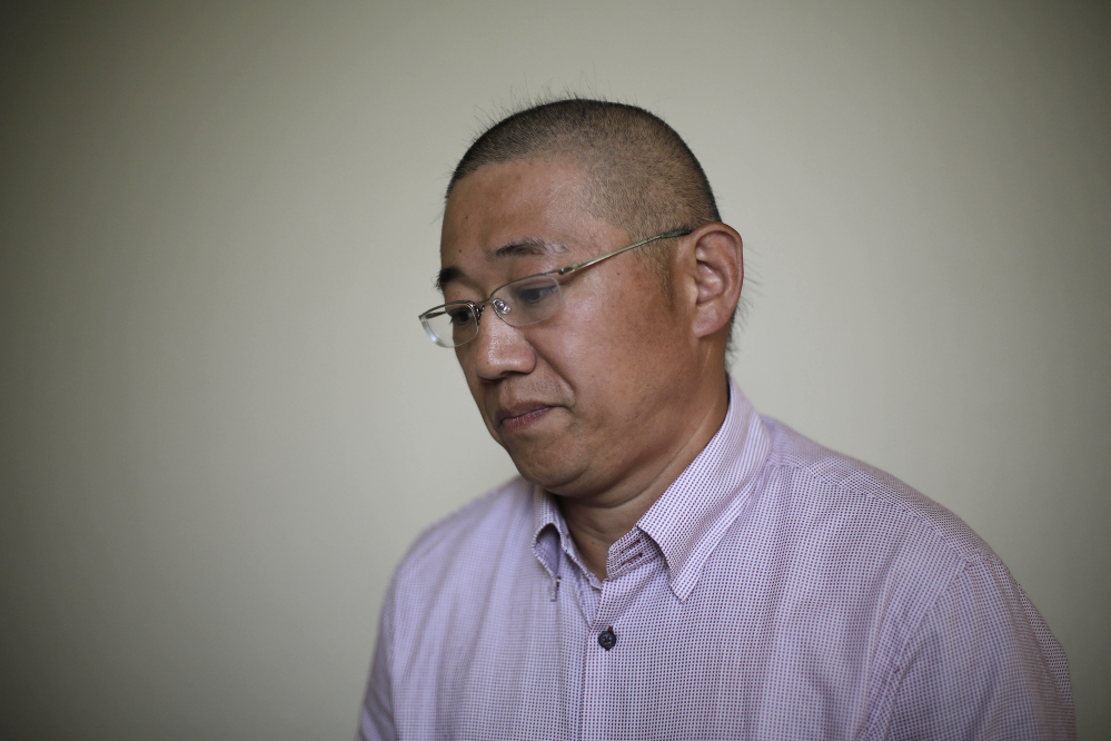 Kenneth Bae, a American tour guide and missionary serving a 15-year sentence, detained in North Korea,  speaks to the Associated Press on Monday.